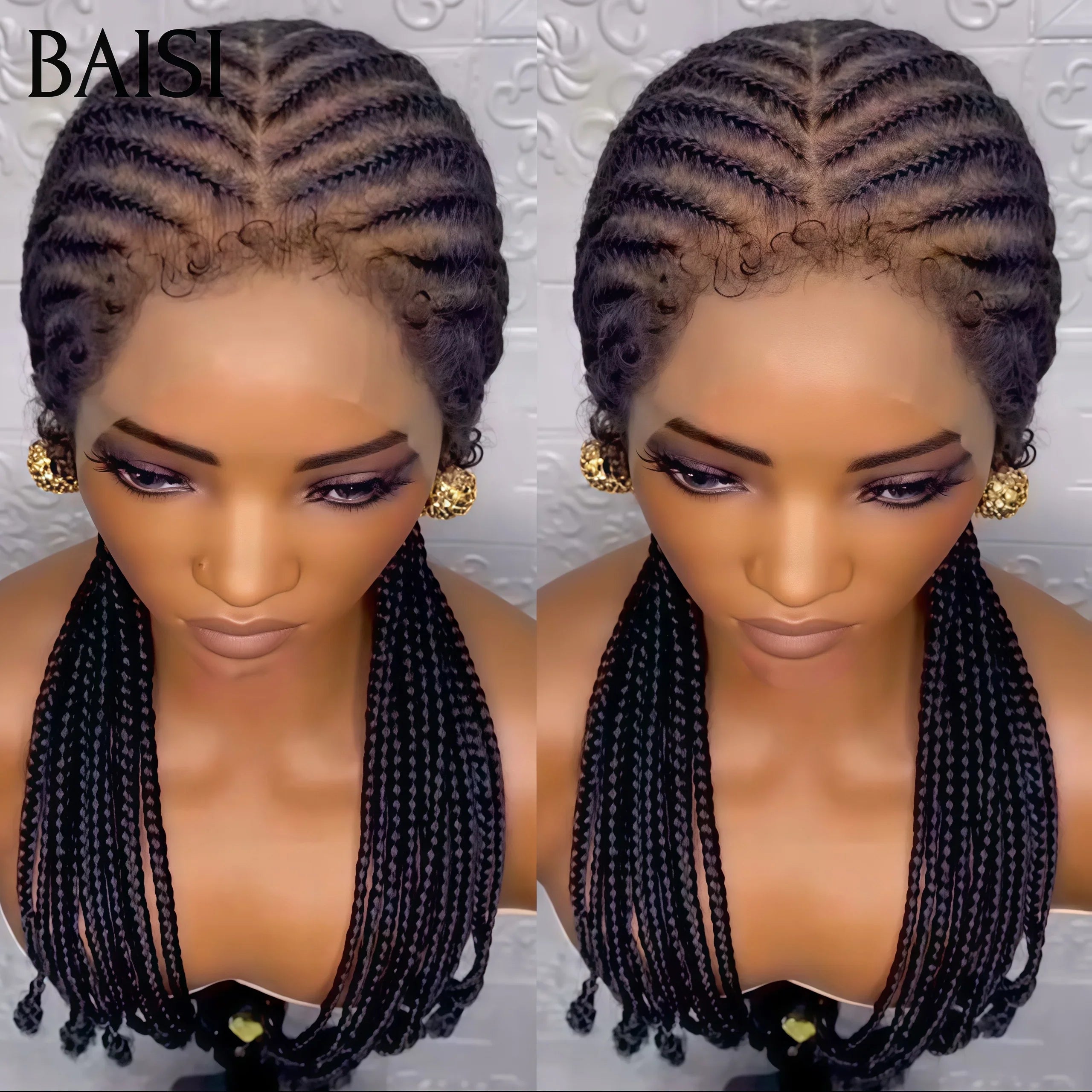 BAISI Perruques Full Lace Natte longue Promo 189€ avec baby hair 100% comme indiqué sur la photo En cheveux humains FR20