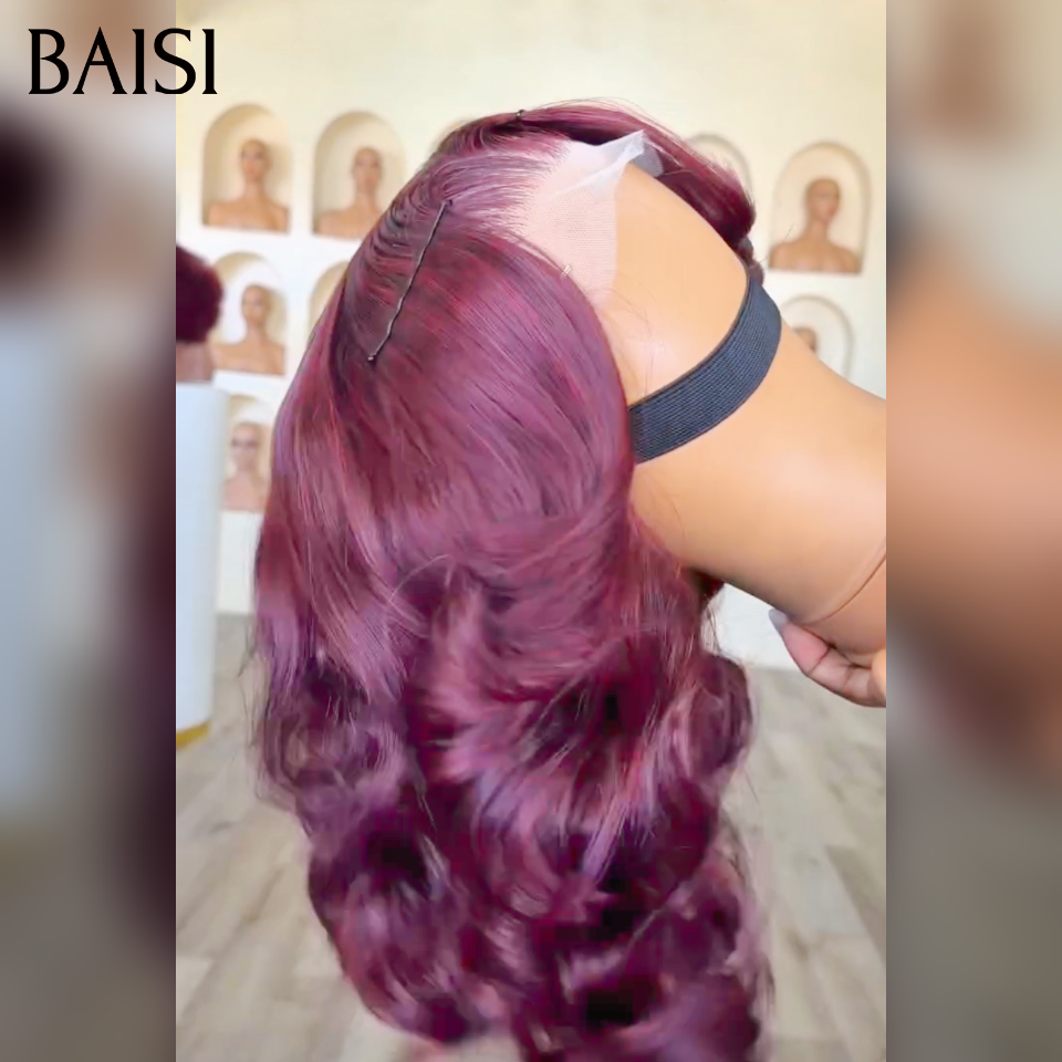 BAISI recommandé Perruque 100% bonne qualité Ondulé Body Wave 13x4 lace frontale boucle 100%vrais cheveux 18 Pouce 169€ bordeaux 99J# ou 20 Pouces 199€ taille au choix selon votre budget accepter son prix jamais deçu