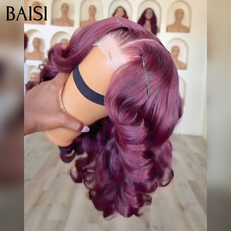 BAISI recommandé Perruque 100% bonne qualité Ondulé Body Wave 13x4 lace frontale boucle 100%vrais cheveux 18 Pouce 169€ bordeaux 99J# ou 20 Pouces 199€ taille au choix selon votre budget accepter son prix jamais deçu