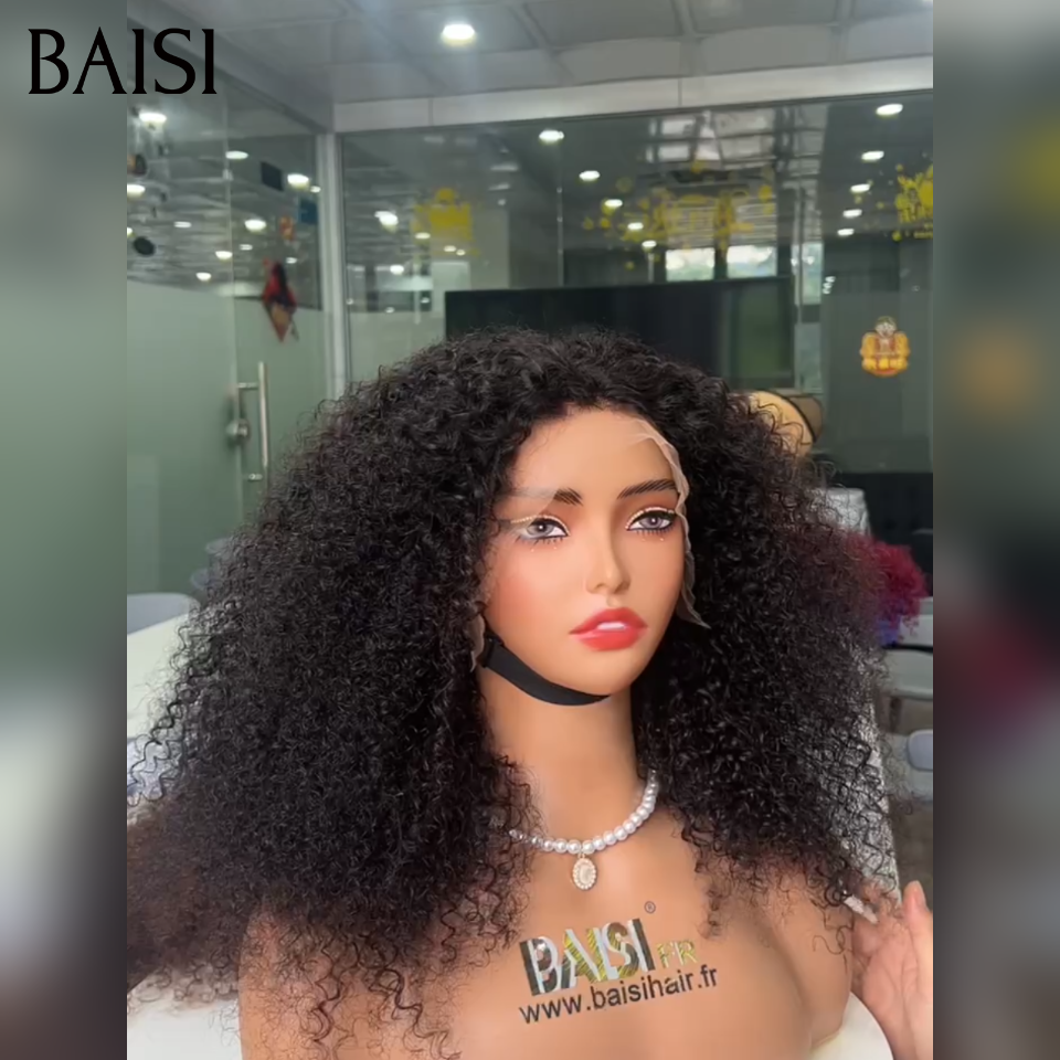 BAISI Recommandée vente en promotion Lace frontal Perruque 13*4 kinky Curly wave 300% volume 20p 199€ ou 200% volume 20p 99€ Aéré sans être chaud 100% Cheveux Humains