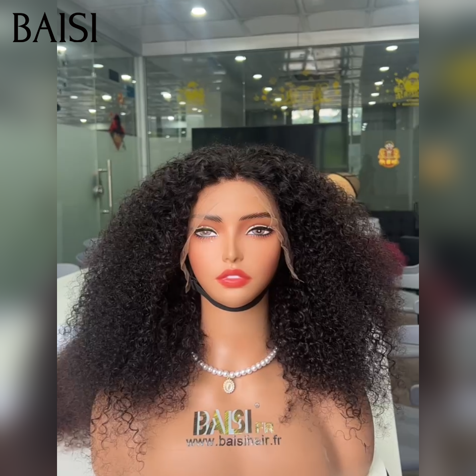 BAISI Recommandée vente en promotion Lace frontal Perruque 13*4 kinky Curly wave 300% volume 20p 199€ ou 200% volume 20p 99€ Aéré sans être chaud 100% Cheveux Humains