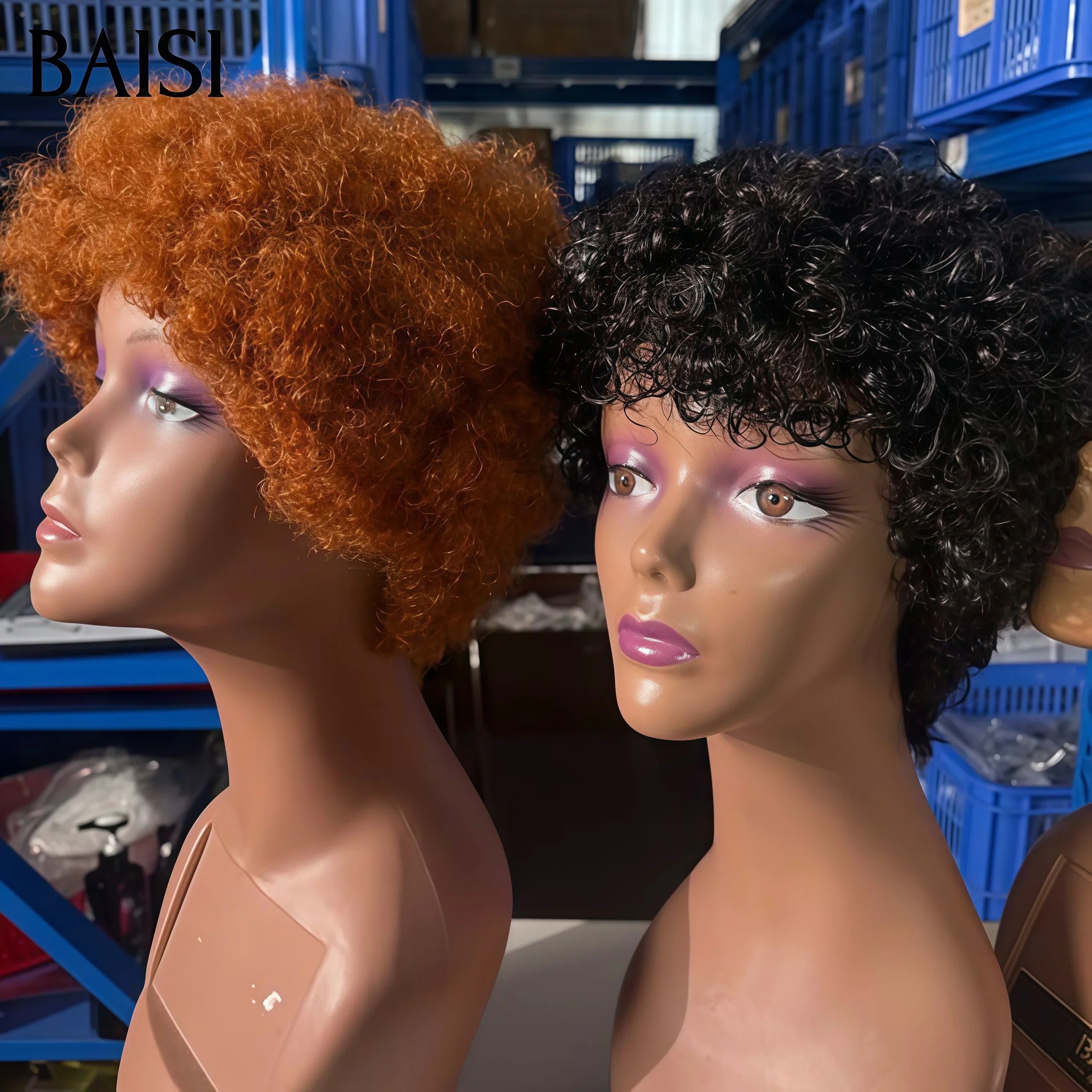 BAISI 2 perruques 50€ Vente en gros 4 combinaisons différentes au choix pixie finger wave et afro curly en 100% vrais cheveux humains