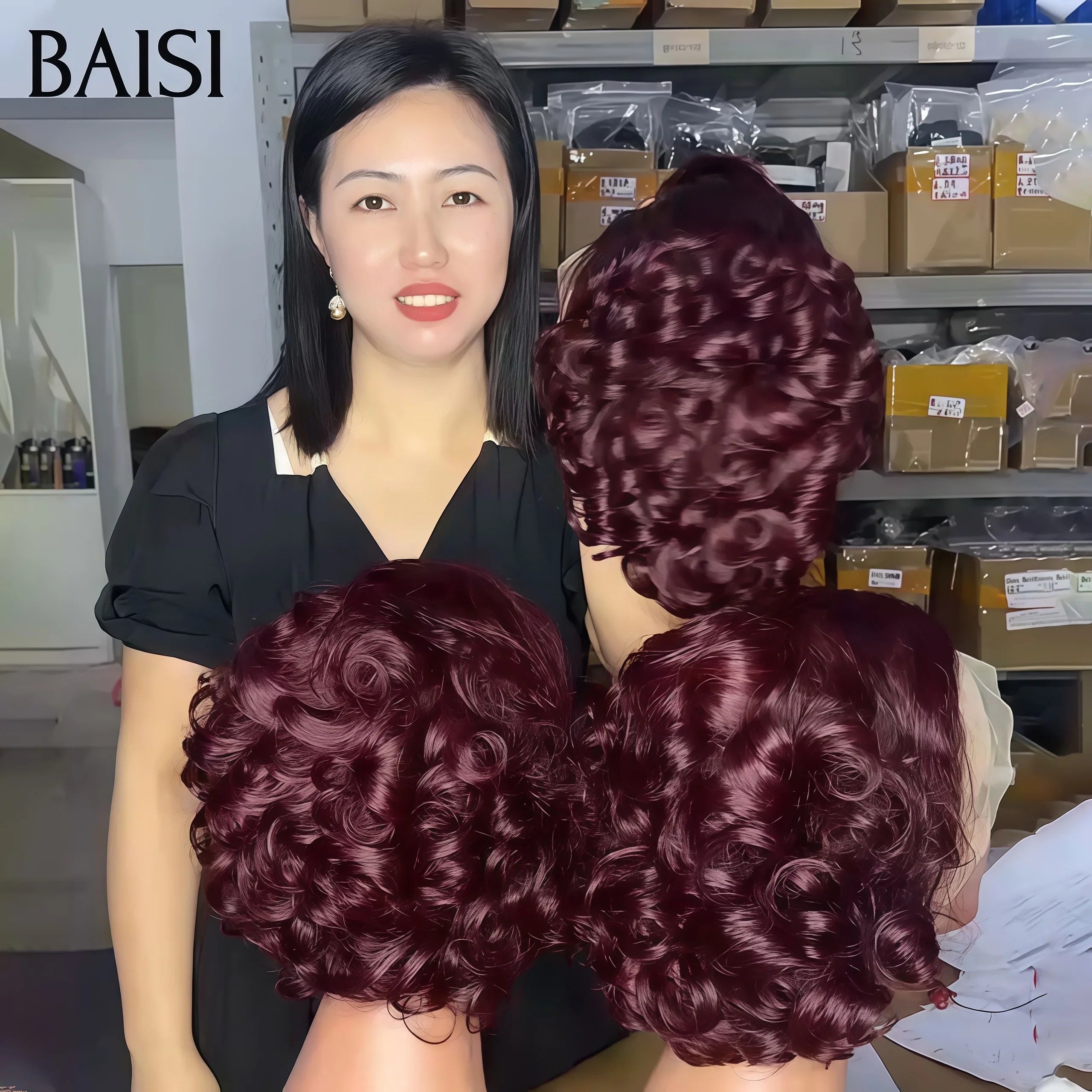 BAISI Peluca ondulada de encaje 13X4 en color 99J# 65 € en cabello 100% humano BAISI20