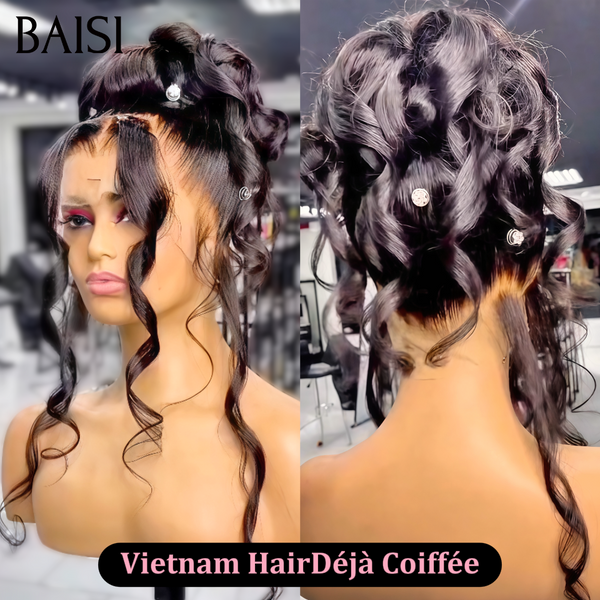 BAISI Perruques Déjà Coiffée Mariam 289€ Vietnam Hair en NOIR chignon bun En 100% cheveux humains