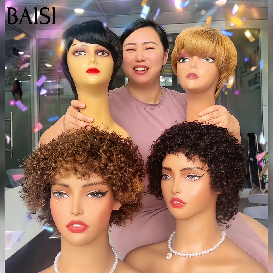 BAISI HAIR FR 4 perruques 100€ porter pour les vacances facile à mettre jolies modèles coupes curly et lisse prix promotion aujourd'hui demain fini