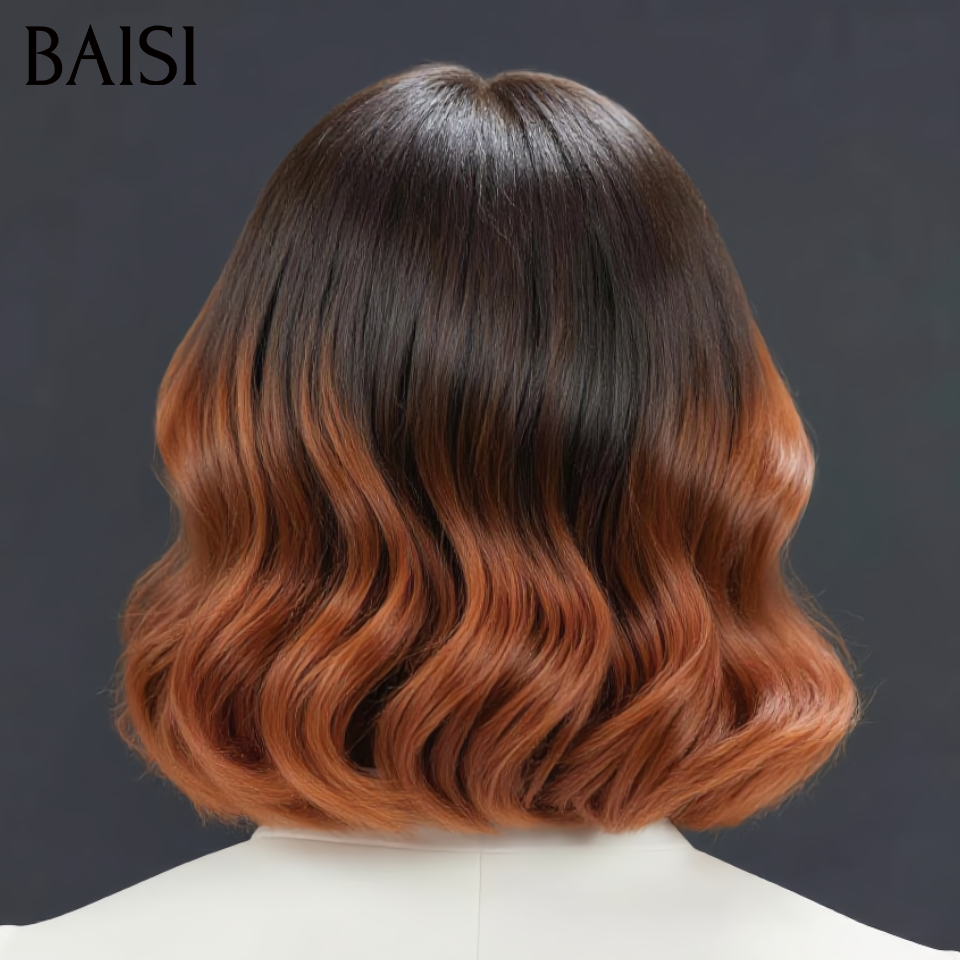 BAISI Perruque BOB 13x4 lace frontal NOIR Mixte brun 98€ egg curl wave en 100% cheveux humains
