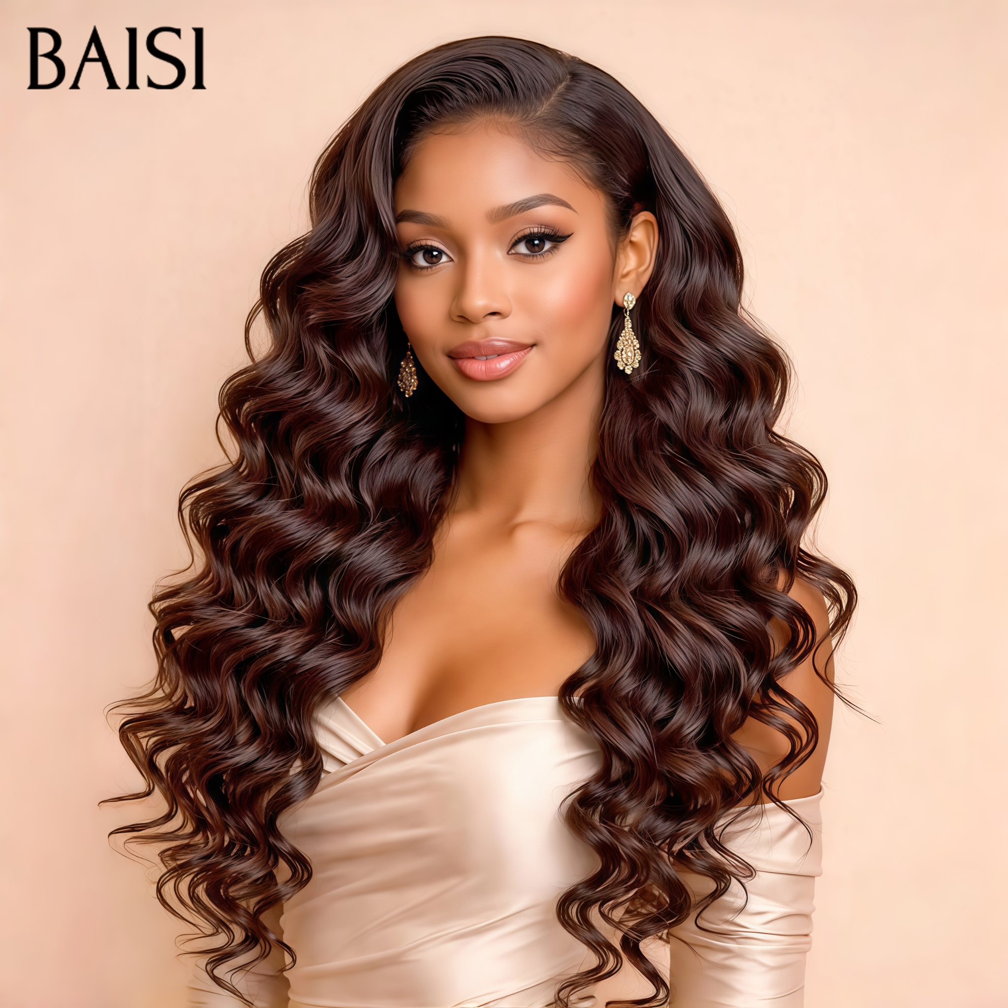 BAISI 13x4 Lace Frontal Perruque body wave en couleur NOIR 30 pouce 209€ Hot en 100% Cheveux Humains