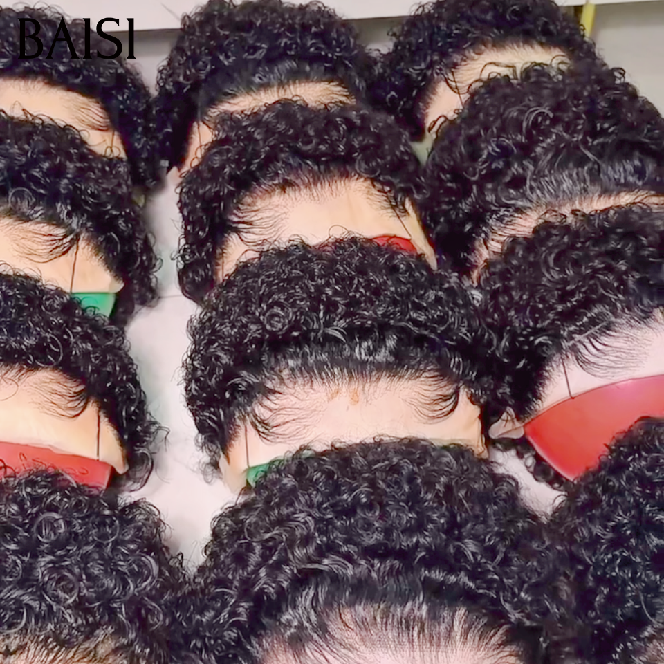 BAISI HAIR FR Perruque pixie courte curly frontale humains sans colle la meilleure perruque pour les vacances mettre très vite sans soucis prix en promotion 59€
