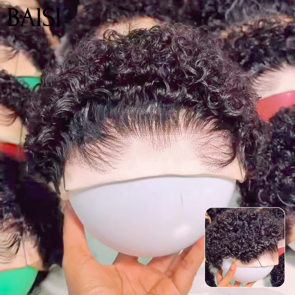BAISI HAIR FR Perruque pixie courte curly frontale humains sans colle la meilleure perruque pour les vacances mettre très vite sans soucis prix en promotion 59€