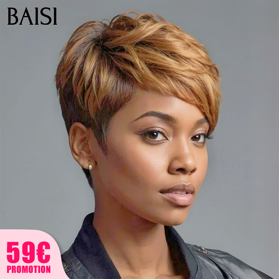 BAISI Parrucca Pixie Finger Wave taglio piccolo 13x4 frontale in pizzo 6 pollici € 79 In capelli umani al 100% BAISI20