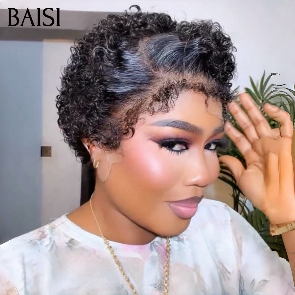BAISI Pixie Curly En 13x4 Lace avec Cheveux de Bébé Texture Bouclée 69€ En 100% Cheveux Humains