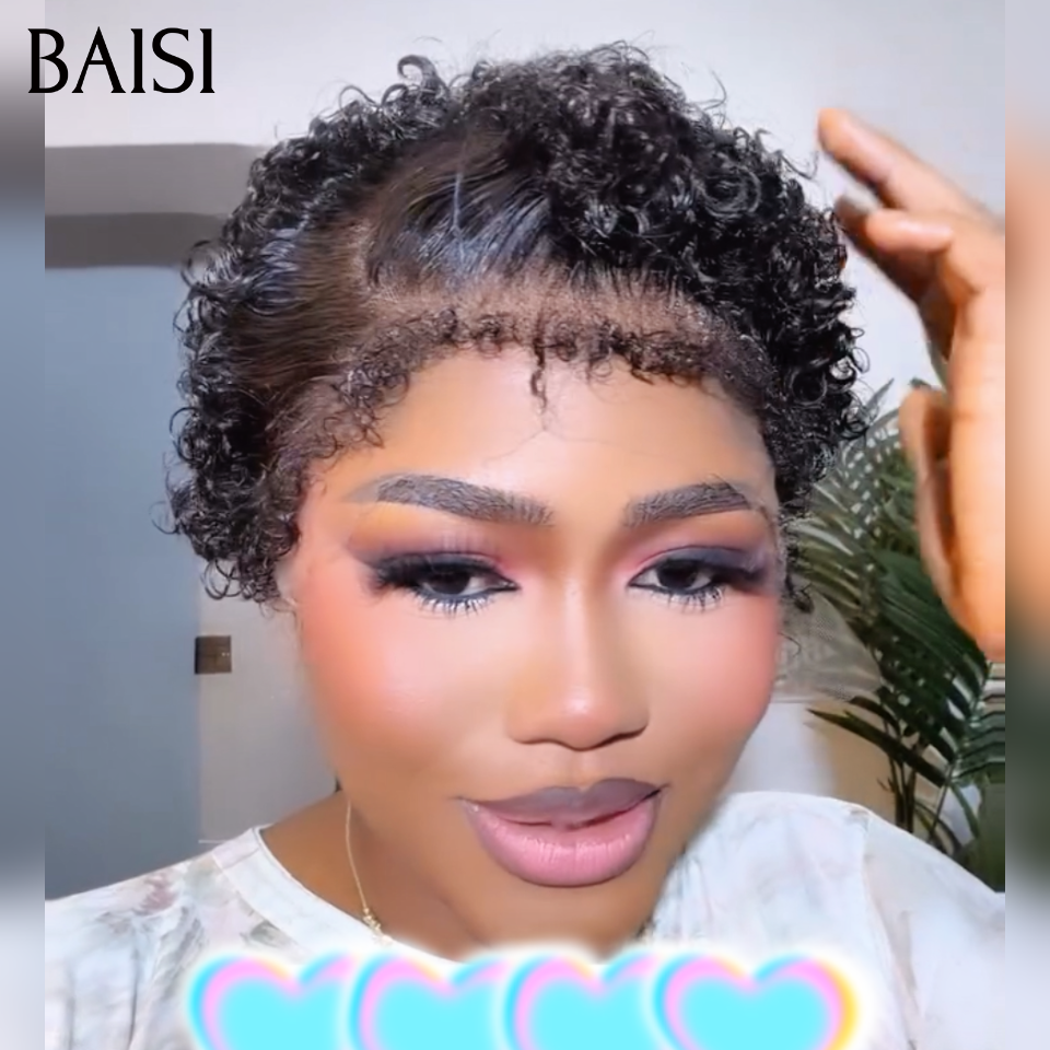 BAISI Pixie Curly En 13x4 Lace avec Cheveux de Bébé Texture Bouclée 69€ En 100% Cheveux Humains