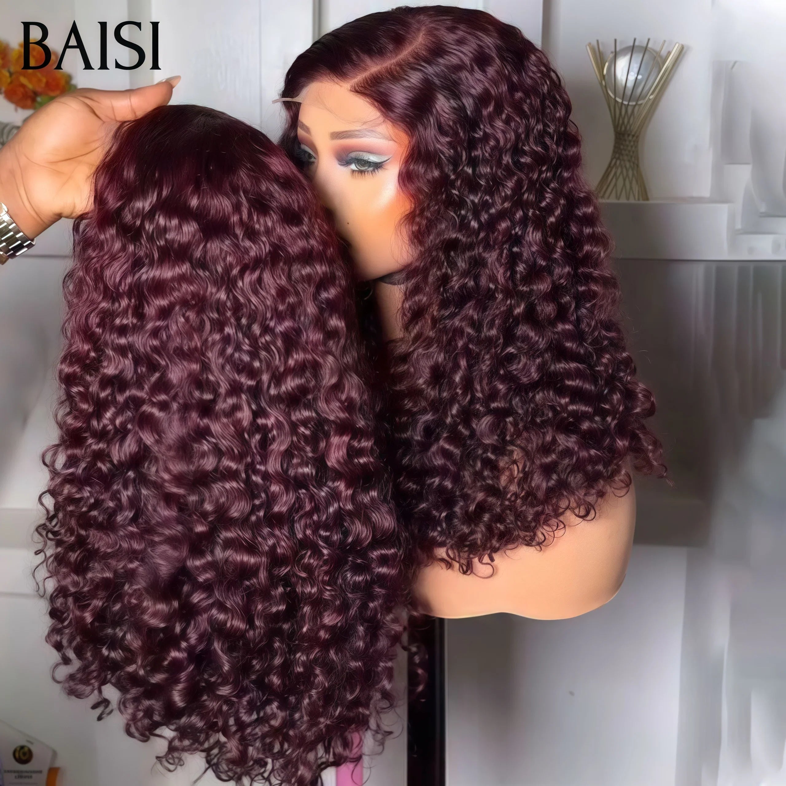 BAISI 13X4 Curly Wave Perücke SCHWARZ Mix Braun 1B#30# 18 Zoll 179 € 300 % Dichte in 100 % Echthaar CODE: BAISI20