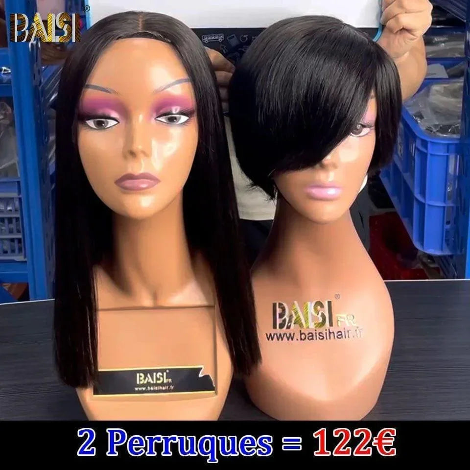 BAISI 2 Perruques bob 122€ 2X6 lace bob Perruque de luxe Viêtnam Hair 12 pouces + pixie 9188 en 100% vrais cheveux humains