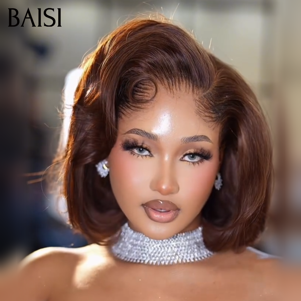 BAISI Perruque 13X4 Lace Frontal Marron 10 Pouces 99€ Ou Couleur Noir 14 Pouces 149€ En 100% Cheveux humains Avis 5 Etoiles Satisfaction Garantie