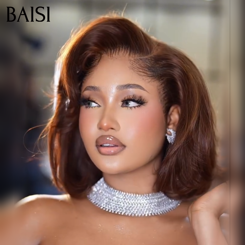 BAISI Perruque 13X4 Lace Frontal Marron 10 Pouces 99€ Ou Couleur Noir 14 Pouces 149€ En 100% Cheveux humains Avis 5 Etoiles Satisfaction Garantie
