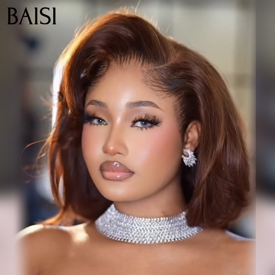 BAISI Perruque 13X4 Lace Frontal Marron 10 Pouces 99€ Ou Couleur Noir 14 Pouces 149€ En 100% Cheveux humains Avis 5 Etoiles Satisfaction Garantie