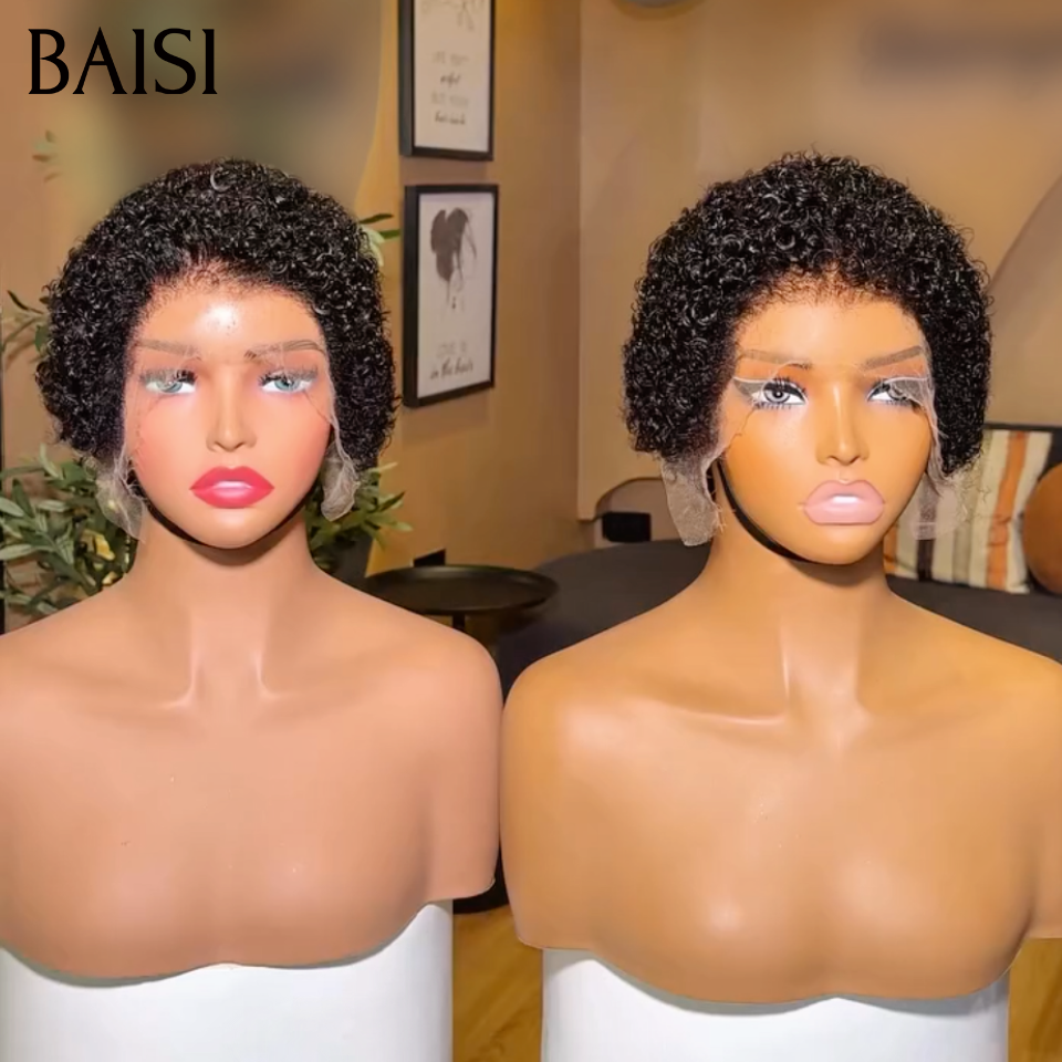 BAISI frontal em renda 13x4 ondulado encaracolado 49€ ou GRANDES SALDOS Pixie #905 afro encaracolado 69€ 2 perucas Pixie Lace Frontal 139€ em 100% cabelo humano