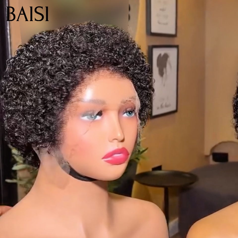 BAISI frontal em renda 13x4 ondulado encaracolado 49€ ou GRANDES SALDOS Pixie #905 afro encaracolado 69€ 2 perucas Pixie Lace Frontal 139€ em 100% cabelo humano