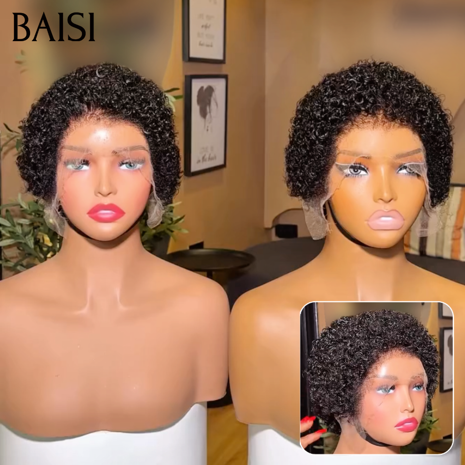BAISI frontal em renda 13x4 ondulado encaracolado 49€ ou GRANDES SALDOS Pixie #905 afro encaracolado 69€ 2 perucas Pixie Lace Frontal 139€ em 100% cabelo humano