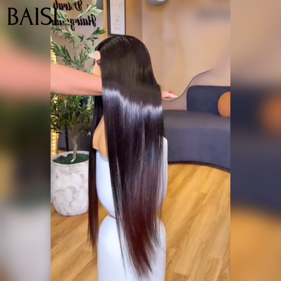 BAISI 2X6 Perruques de Luxe 100% Vietnam Hair Lisse en couleur Moitié Noir Moitié Marron 1BT4# 300% densité plus de 20 ans d' utilisations En 100% Cheveux Double Drawn Top Grade