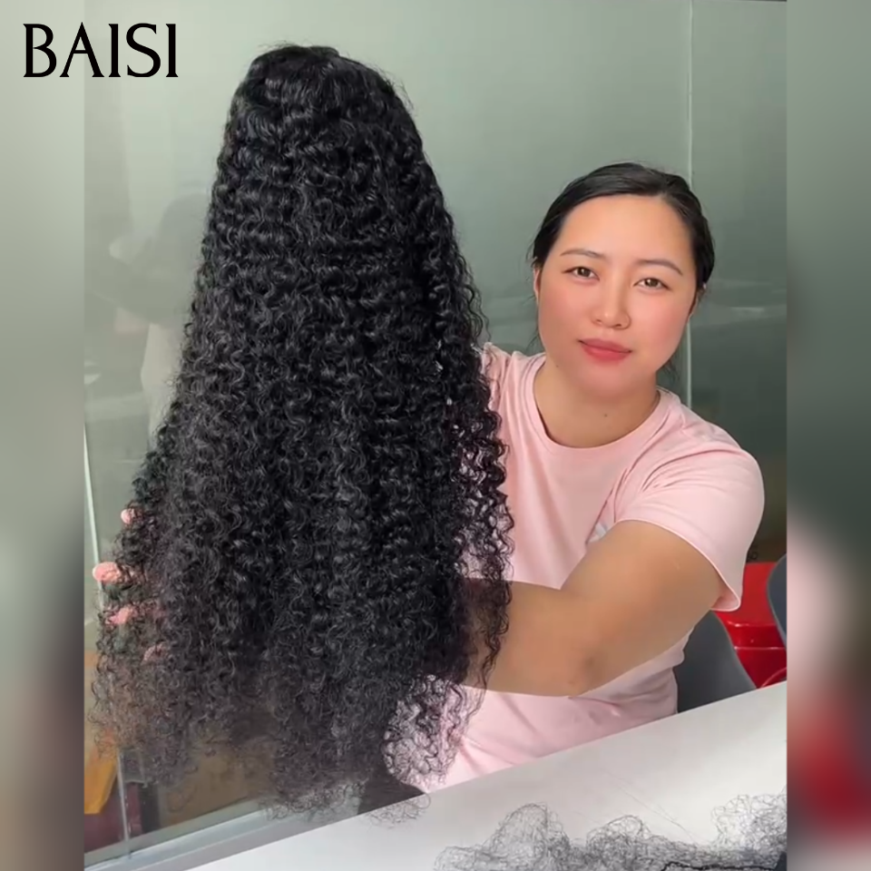 BAISI Perruque Longue 13X4 lace frontal Lisse ou Frisée 20Pouces Volume Bien Pleine Pour Sois ou Pour Revendre En 100% Cheveux Humains