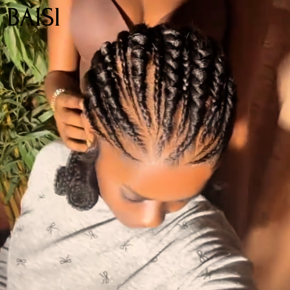 BAISI Perruques Full Lace 159€ avec coiffure double natte à la Mode Perruque Respirante et Elégante En 100% cheveux humains