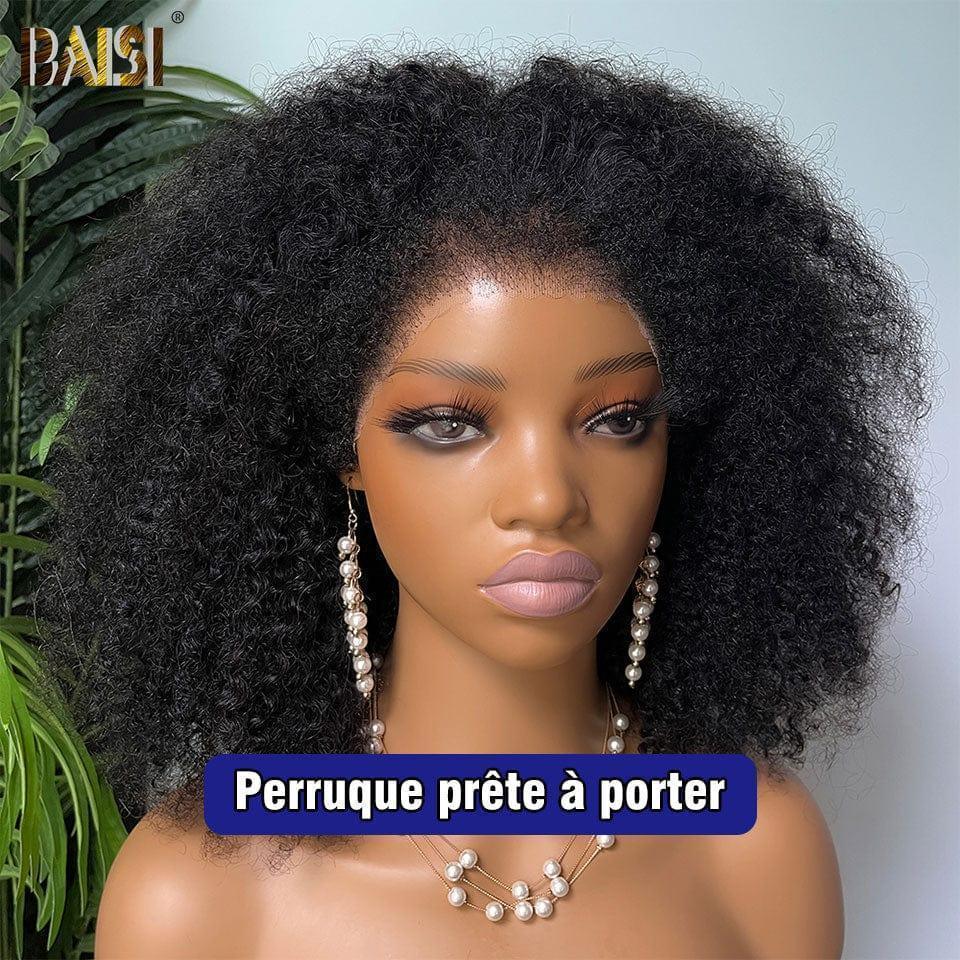 BAISI perruque Afro Curly Wave 16 pouces en haut de gamme avec les Baby Hair naturel sans colle 300% densité plus de 20 ans d' utilisations