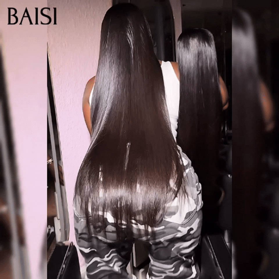 Pelucas BAISI de lujo con ondas de huevo con flequillo hechas con cabello doble dibujado con raya media Natural 300% de densidad