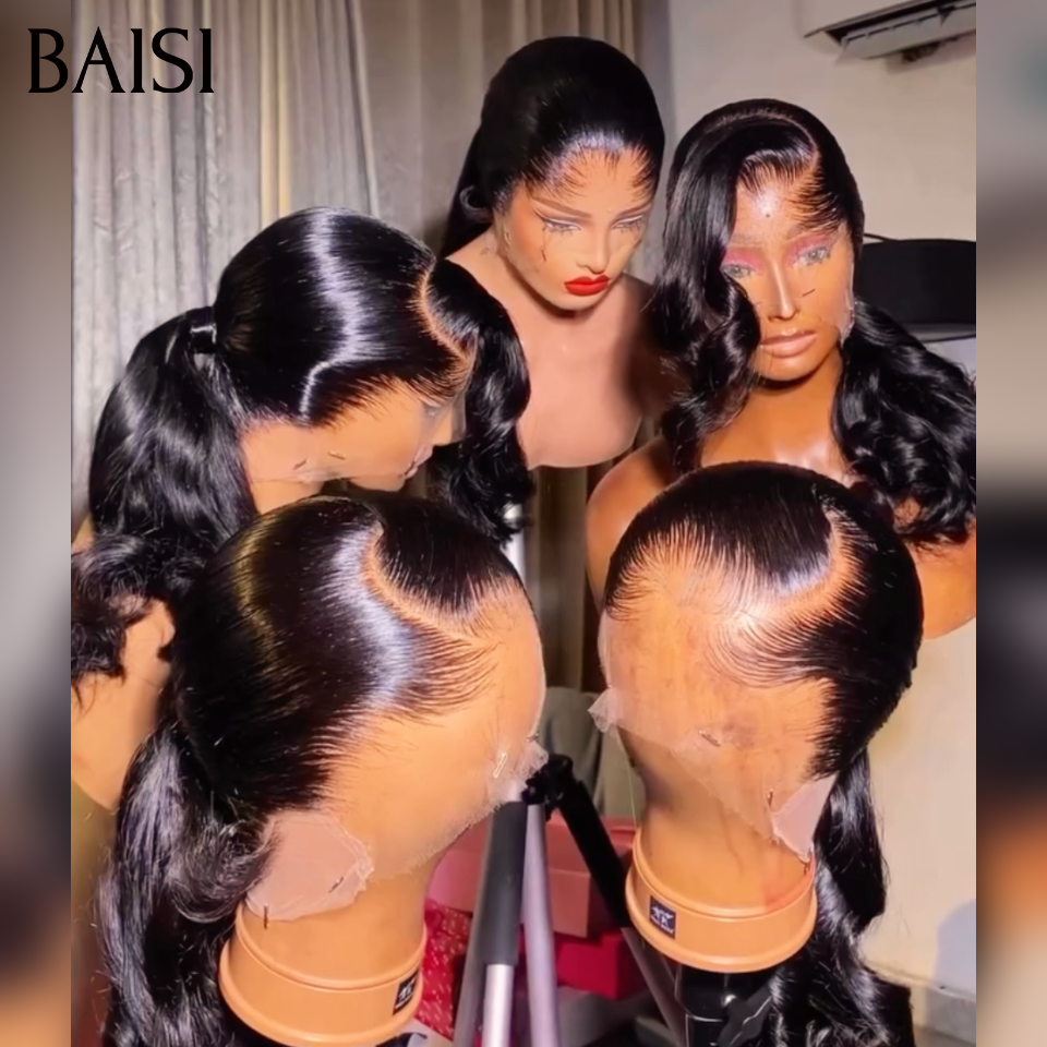 BAISI oferece à escolha renda 13*4 ou 360, peruca Body Wave em cabelo humano verdadeiro, penteado chignon