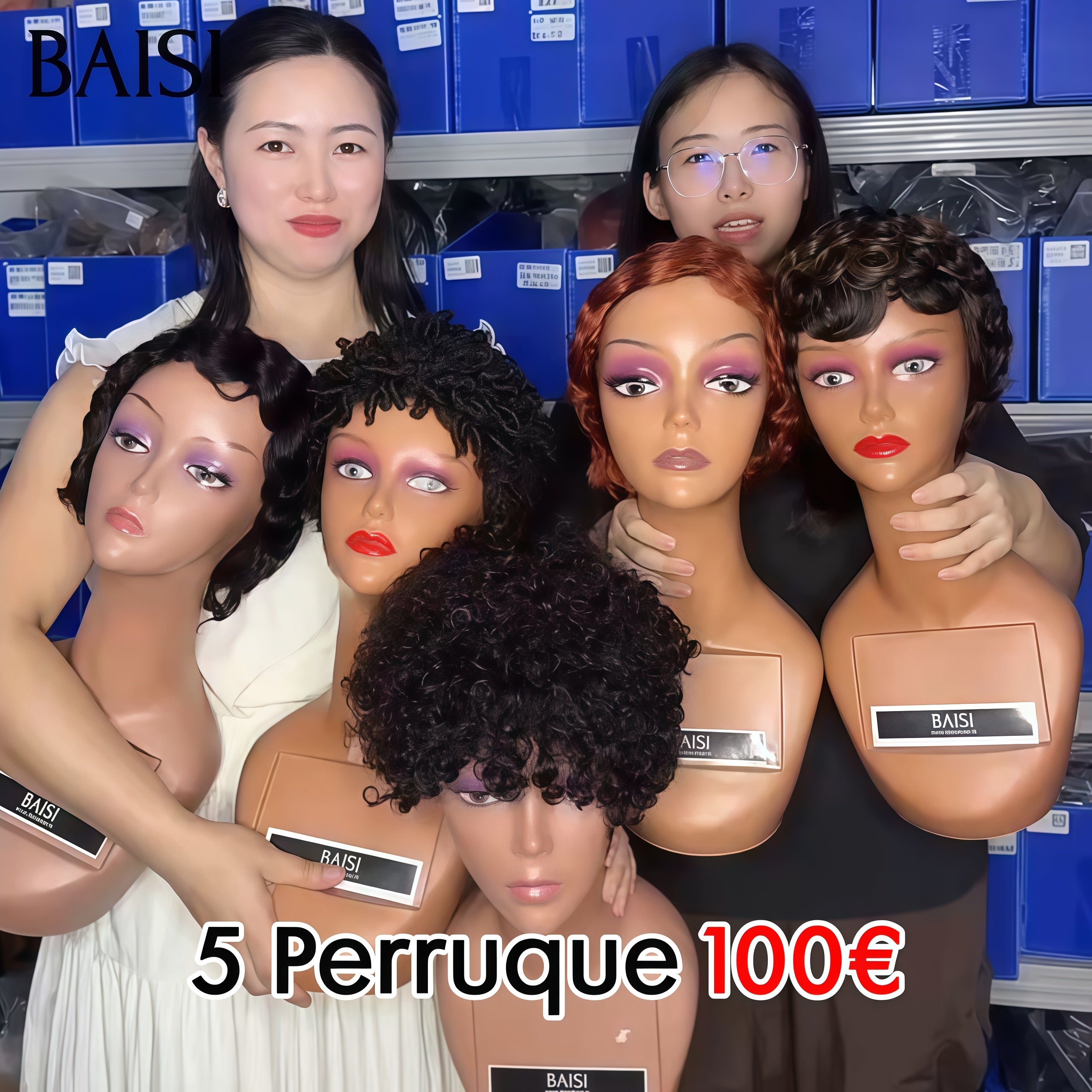 BAISI 5 Perruques pour revendre 100€ pixie Fabriqué à la Machine pixie en 100% vrais cheveux humains