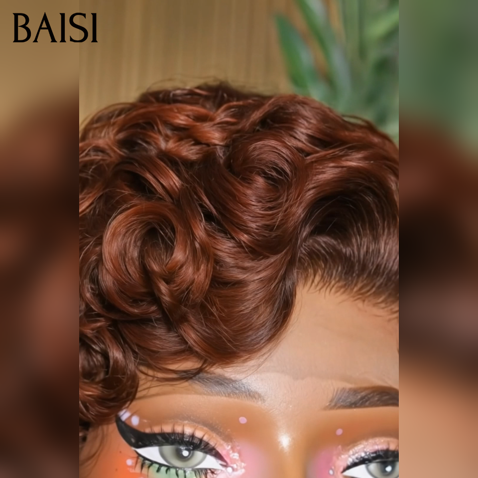 BAISI Promozione Curly Pixie 75€ 2 Parrucche bob Prezzo all'ingrosso 174€ Nero 100% capelli umani veri