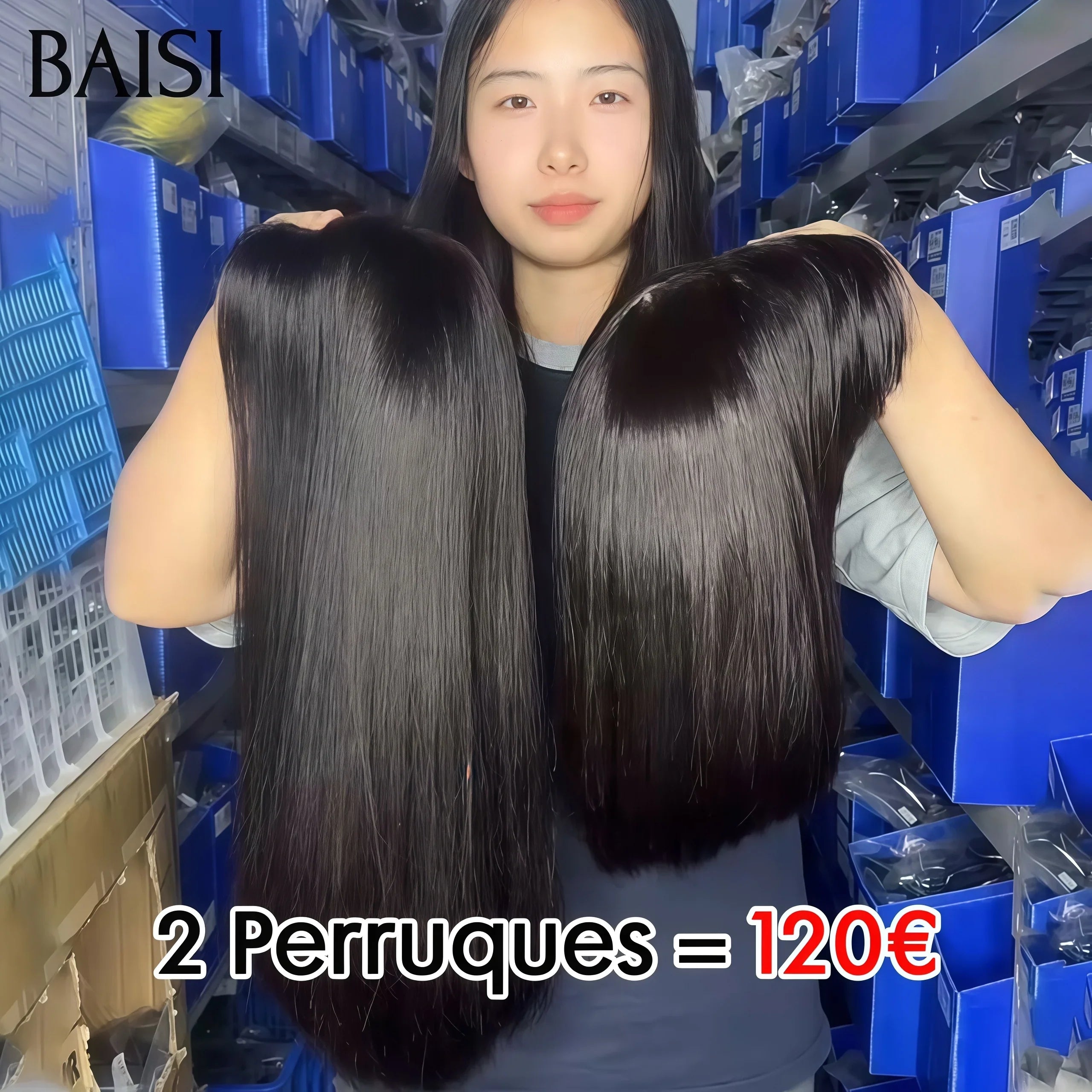 BAISI 2 perruques 120€ Bob Lisse 13X4 lace frontal 12 pouces et 2X4 lace closure Bob avec Frange 8 Pouces en 100% vrais cheveux humains BS60