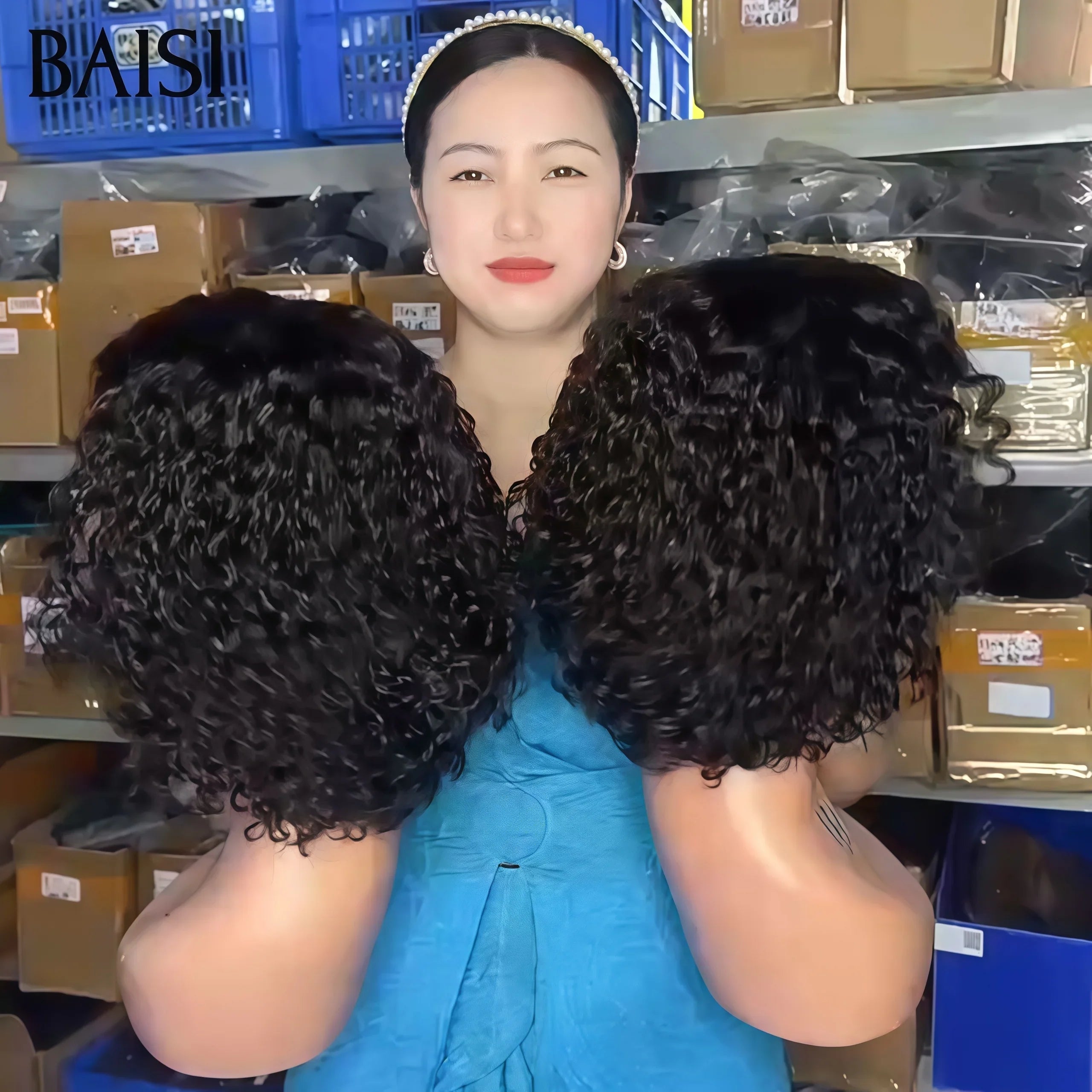 BAISI 300 % Volumen, große Spitzenfront, 13 x 6, lockige Perücke, 20 Zoll, aus 100 % Echthaar