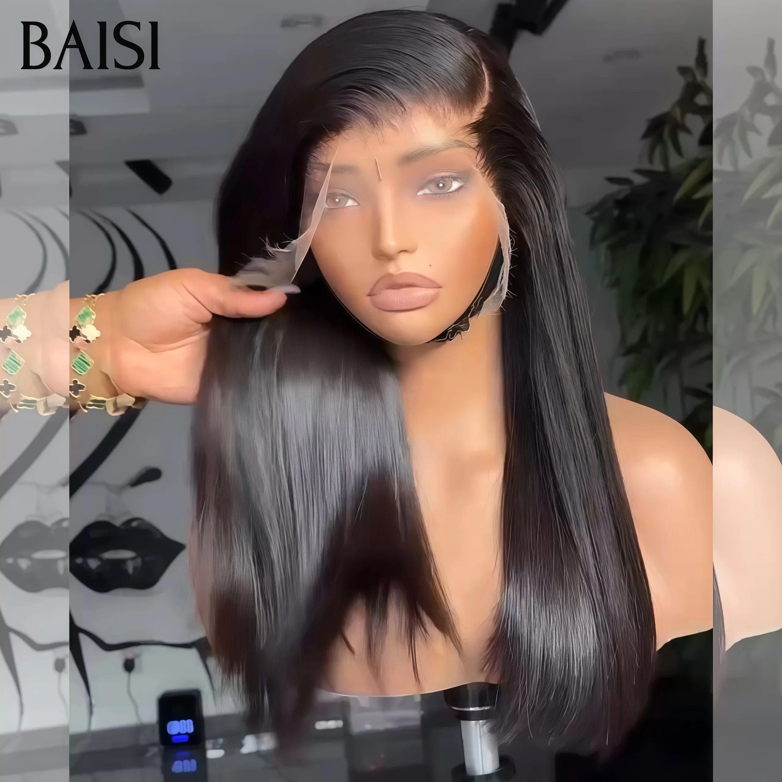 BAISI 13X4 lace frontal Perruques de Luxe Lisse bob 15A SDD BONE STRAIGHT 300% densite 100% Viêtnam Hair