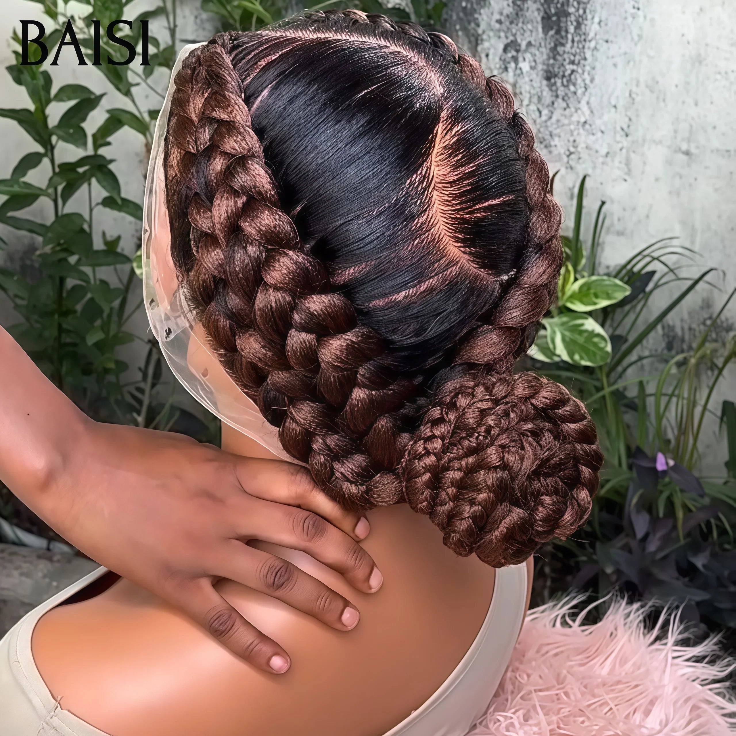 BAISI Perruque Full Lace 169€ 100% Cheveux Naturels perruque Petite natte NOIR Mixte Marron Coiffure Chignion 100% Comme la video 100% cheveux humains