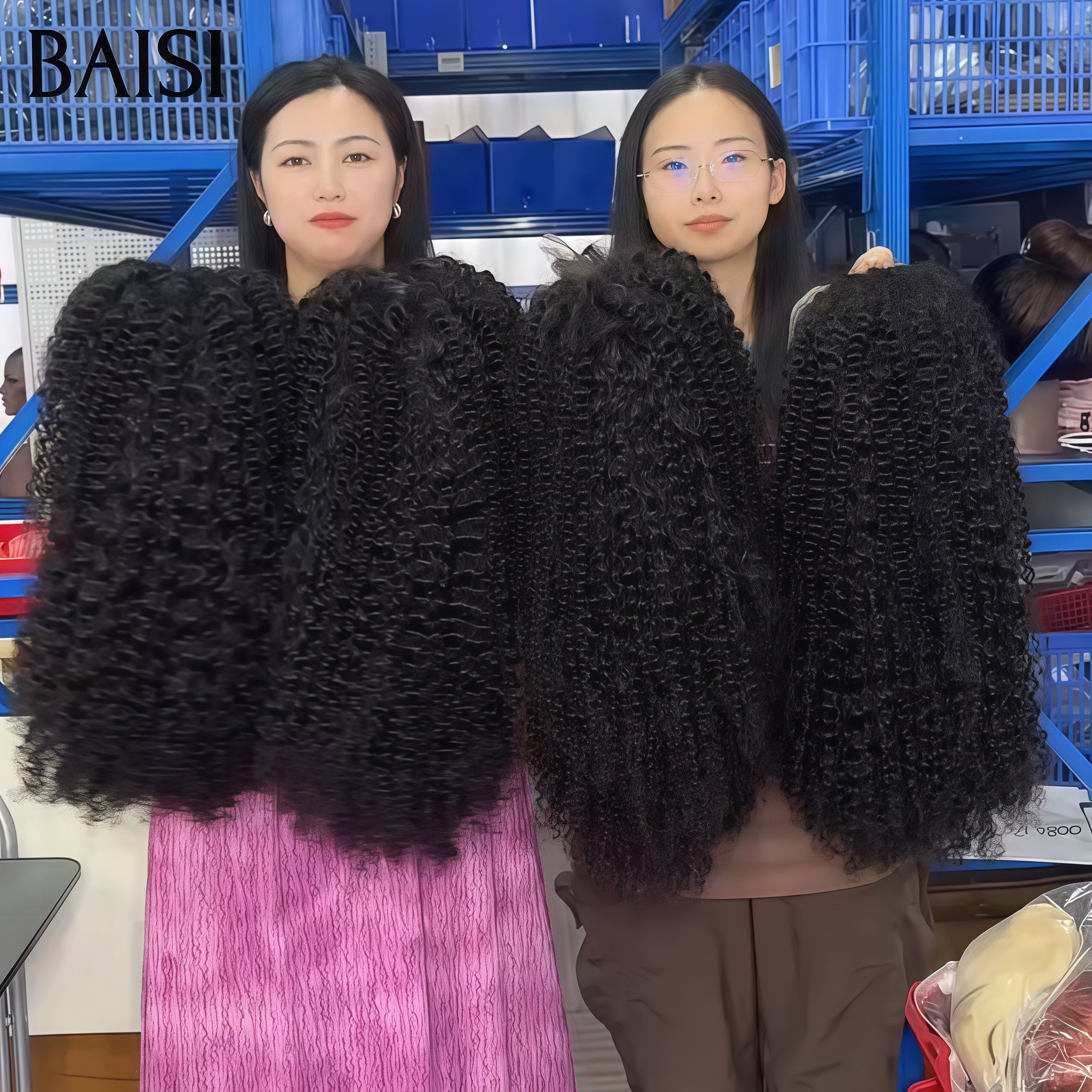 BAISI 13X4 lace Curly Egg Wave Wig Custom Colors 18 Inches 300% Density €198 in 100% Human Hair