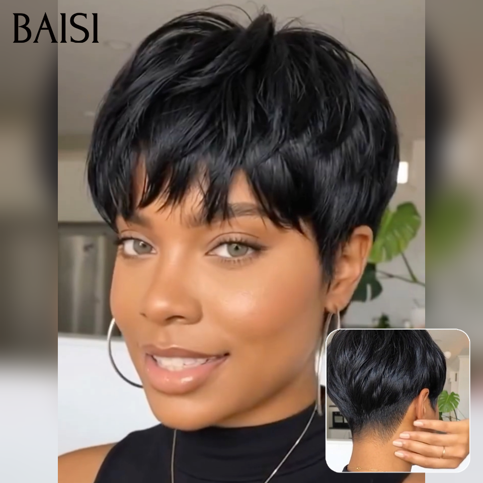 BAISI Promotion Achetez pixie + 1 Gratuite 59€ ou Achetez 14 pouce + 1 Gratuite 129€ ou Achetez 20 pouce + 1 Gratuite 149€ facile à porter en 100% Humain hair