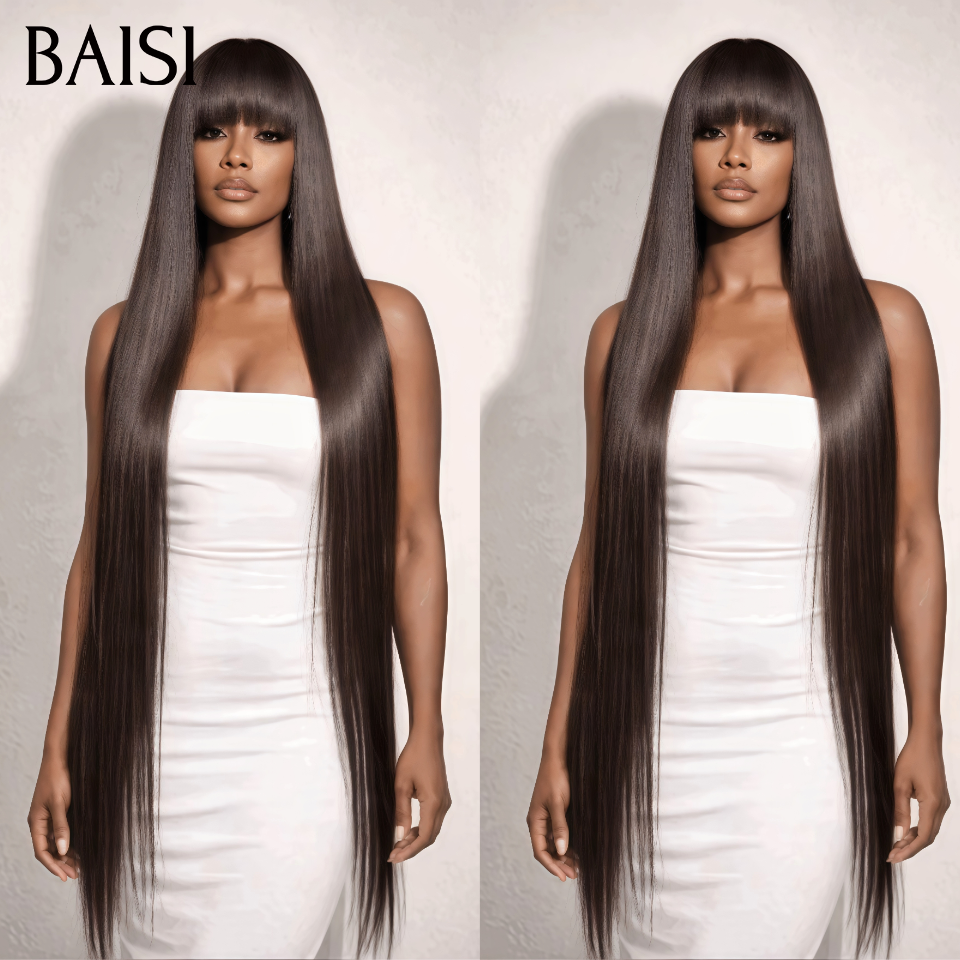 BAISI Acheter 30 pouce + 1 Gratuite ou Acheter 22 pouce + 1 Gratuite ou Acheter 16 pouce + 1 Gratuite sans colle sans lace facile à porter vrais cheveux humain