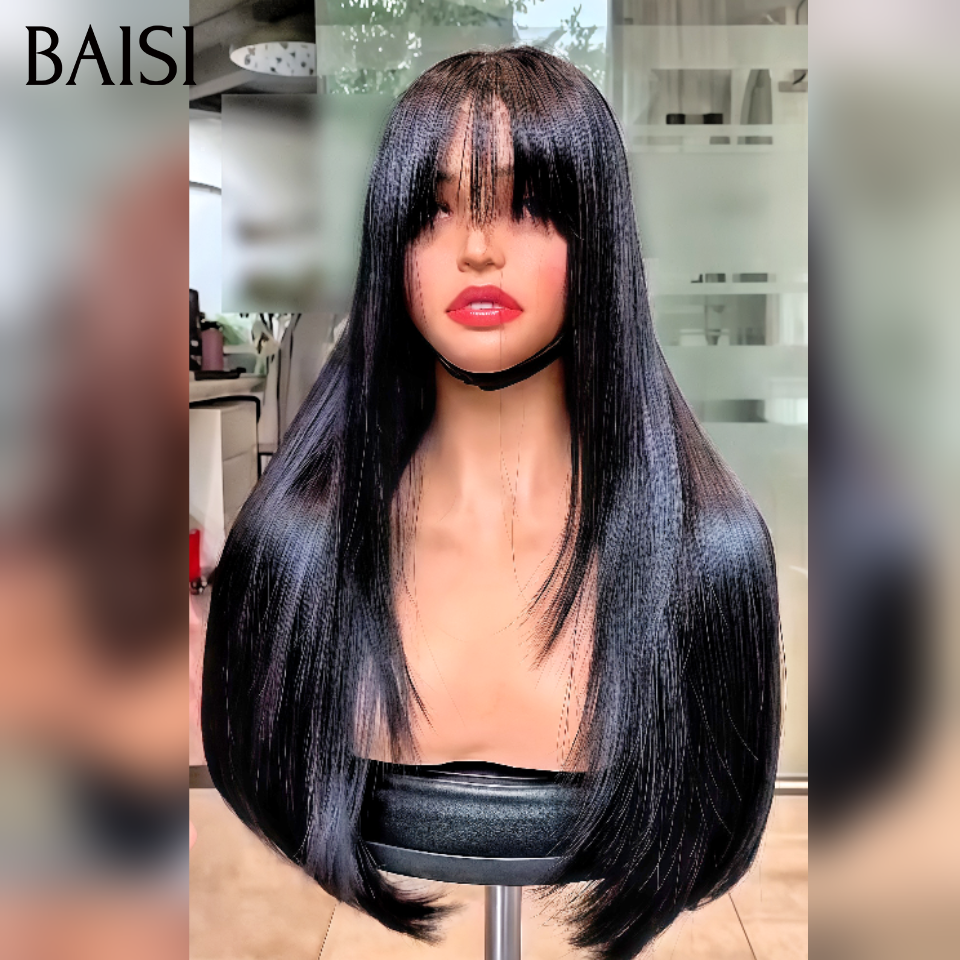 BAISI Gagnez 2 au Prix de 1 perruque egg wave marron 14pouce 4*4 ou body wave noir 22 pouce 13*4 ou frange lisse 16 pouce sans colle toutes 100% Cheveux Humains spéciale en promotion aujourd'hui