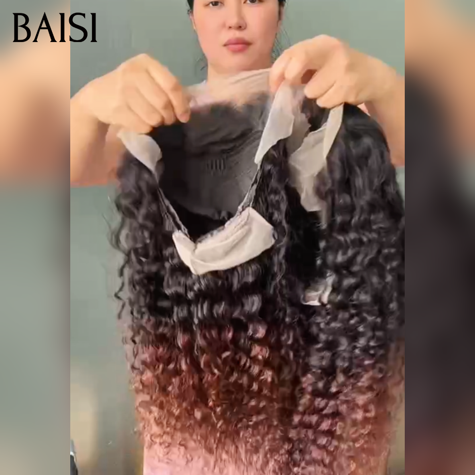 BAISI Achetez 1 + 1 Gratuite=200€ ou 1 Marron 13x4 lace frontal deep wave 1BT4# 20 Pouces 109€ vrais Cheveux Humains