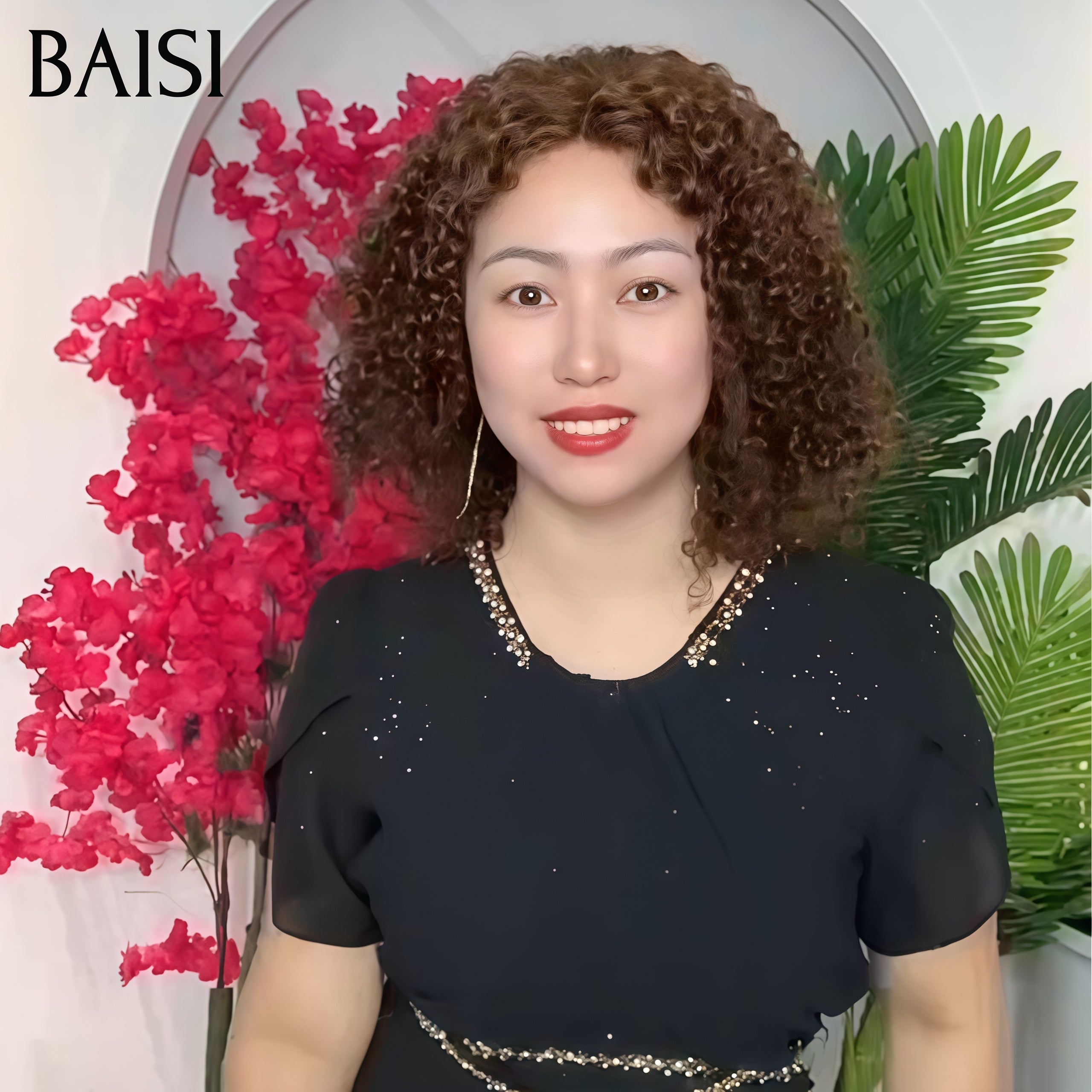 BAISI Perruques 4x4 Lace closure Perruque 250% de volume water wave en couleur marron +1 Fer gratuit 98€ 12 pocues en 100% Cheveux Humains