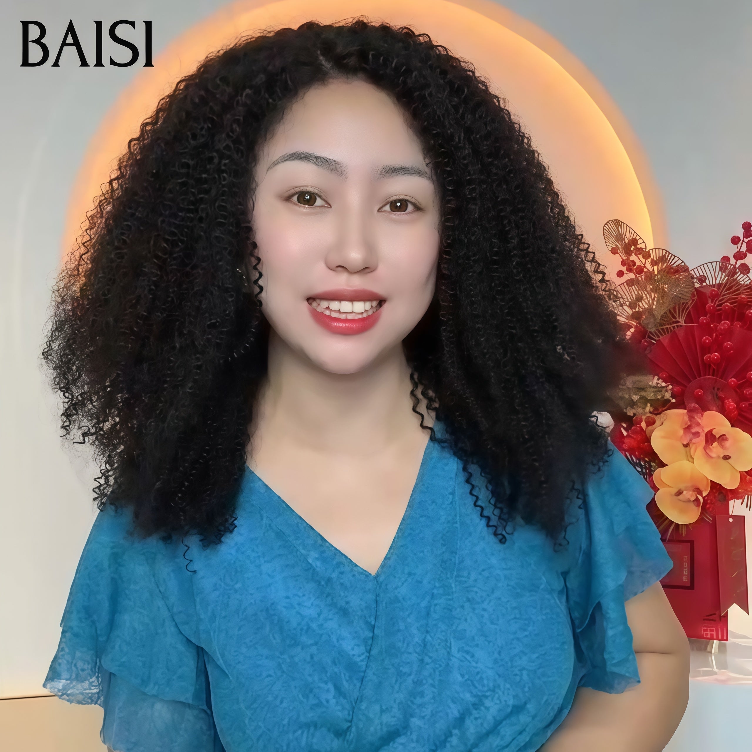 BAISI 13x4 Lace Frontale Perruque noir curly wave 20 Pouces 100€ Moitié Prix 100% Cheveux Humains