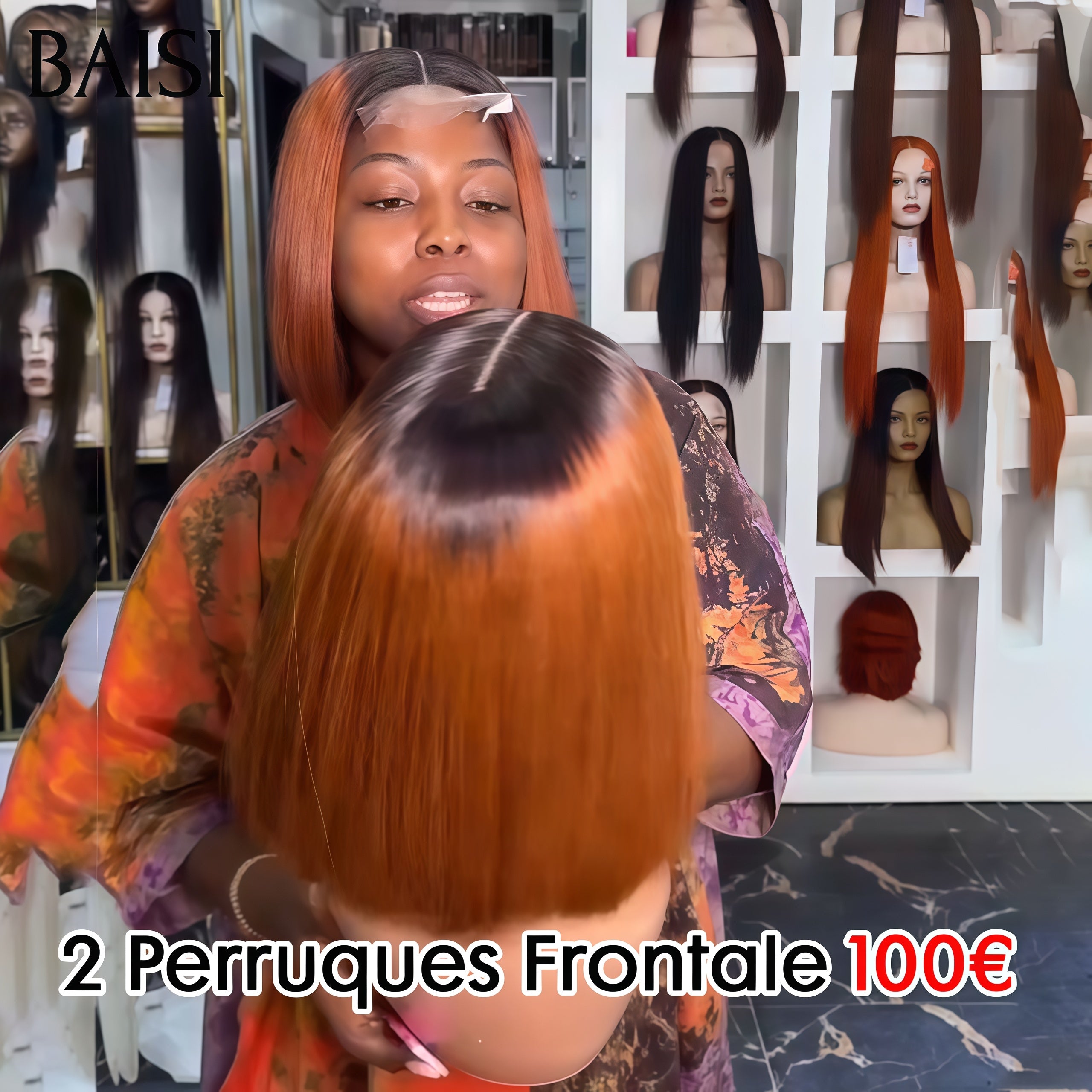 BAISI-Set mit 2 PROMOTION-Perücken aus 100 % echtem Menschenhaar 164 € UND 120 € (kein Code erforderlich)