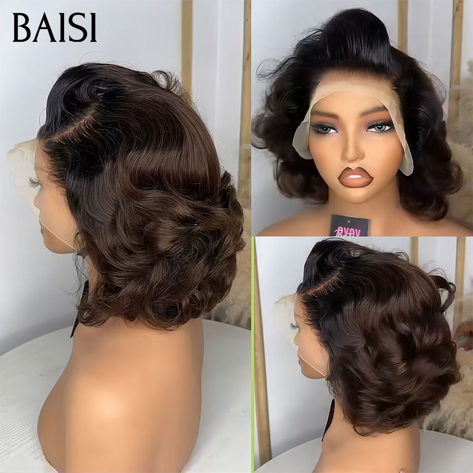 BAISI PROMOTION Perruque 5X5 lace egg wave 12 pouces bob 1BT4# Moitié Prix 94€+1 fer gratuite 100% Cheveux Humains MP50