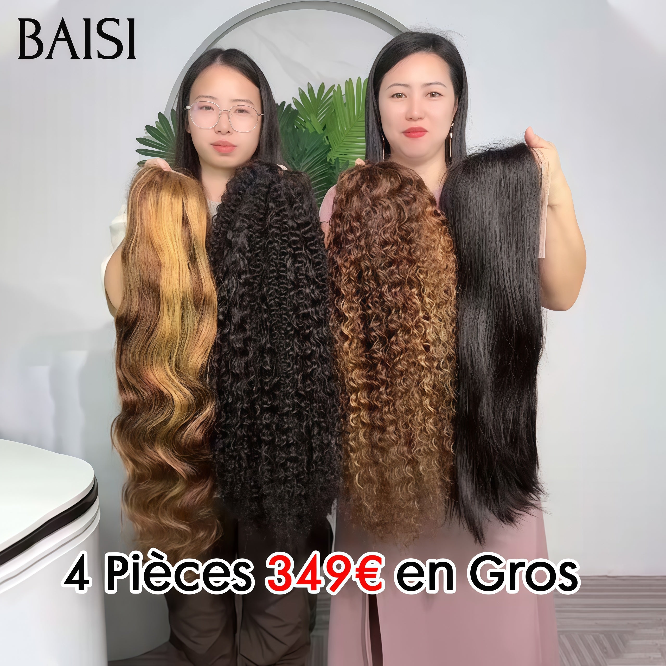 BAISI Conjunto de 2 perucas PROMOÇÃO em cabelo 100% humano real 164 € E 120 € (sem necessidade de código)