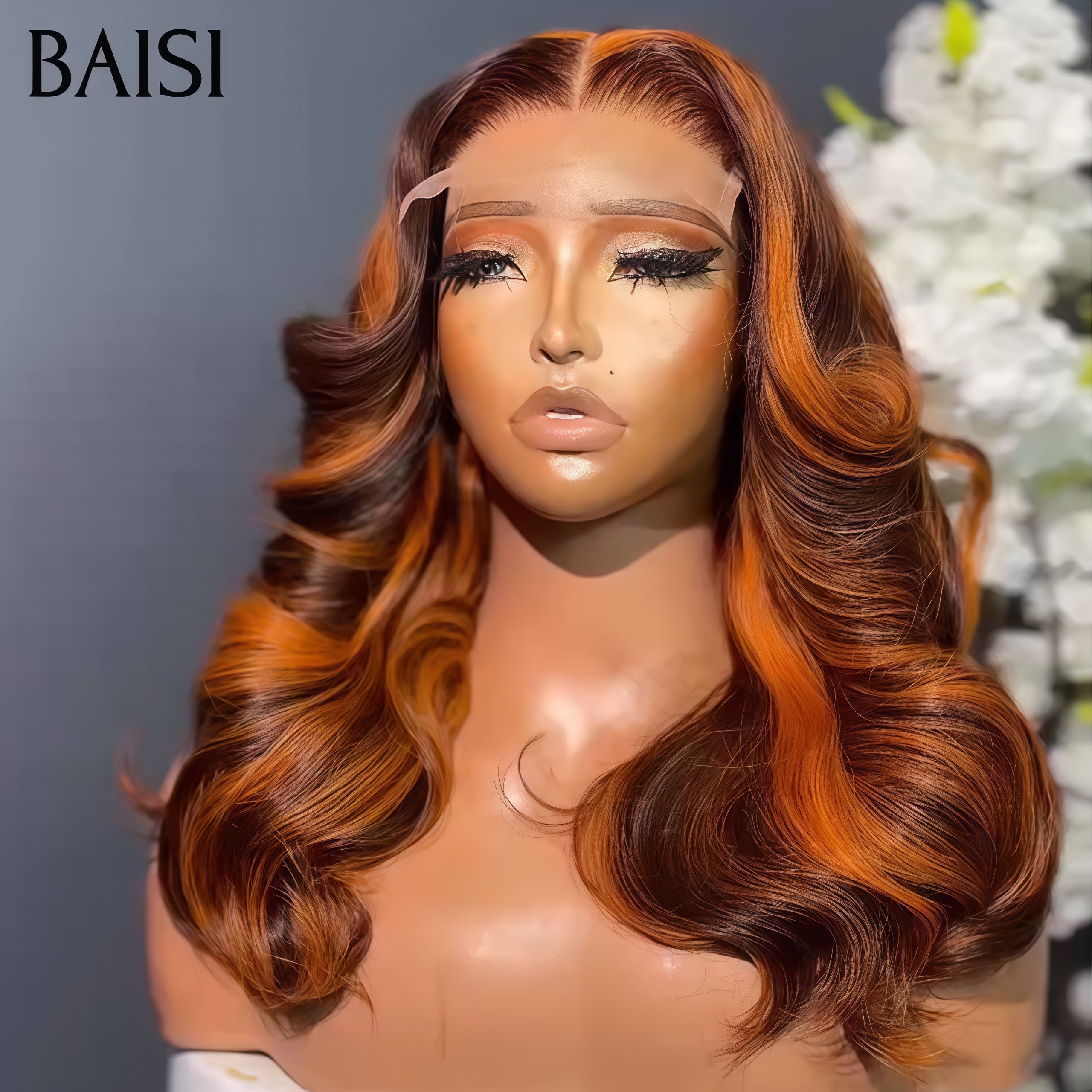 BAISI 4X4 lace closure Perruque Bouclée Egg Wave 12 Pouces 75€ Moitié Prix en couleur marron mixte orange En 100% Cheveux Humains