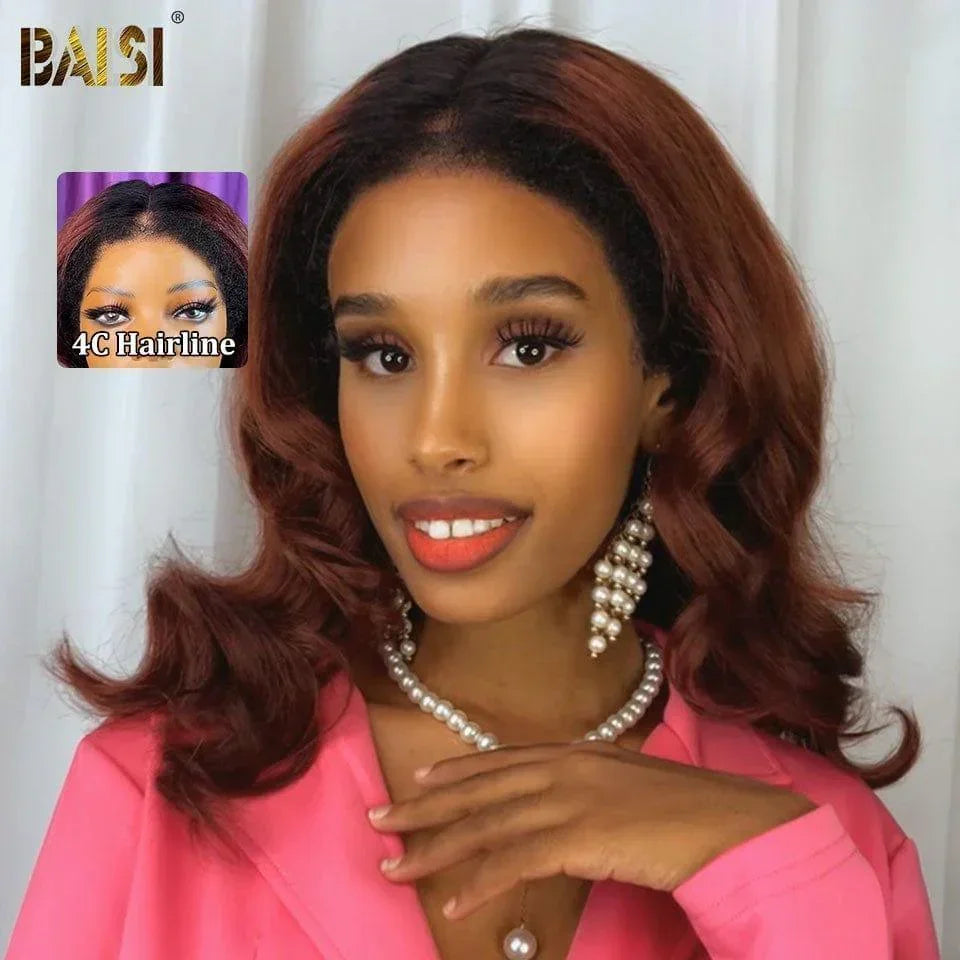 BAISI 13X4 Hochwertige Körperwellen-Perücke mit Babyhaar, natürlich, 100 % echtes Menschenhaar, 4C-Haaransatz, VIP100