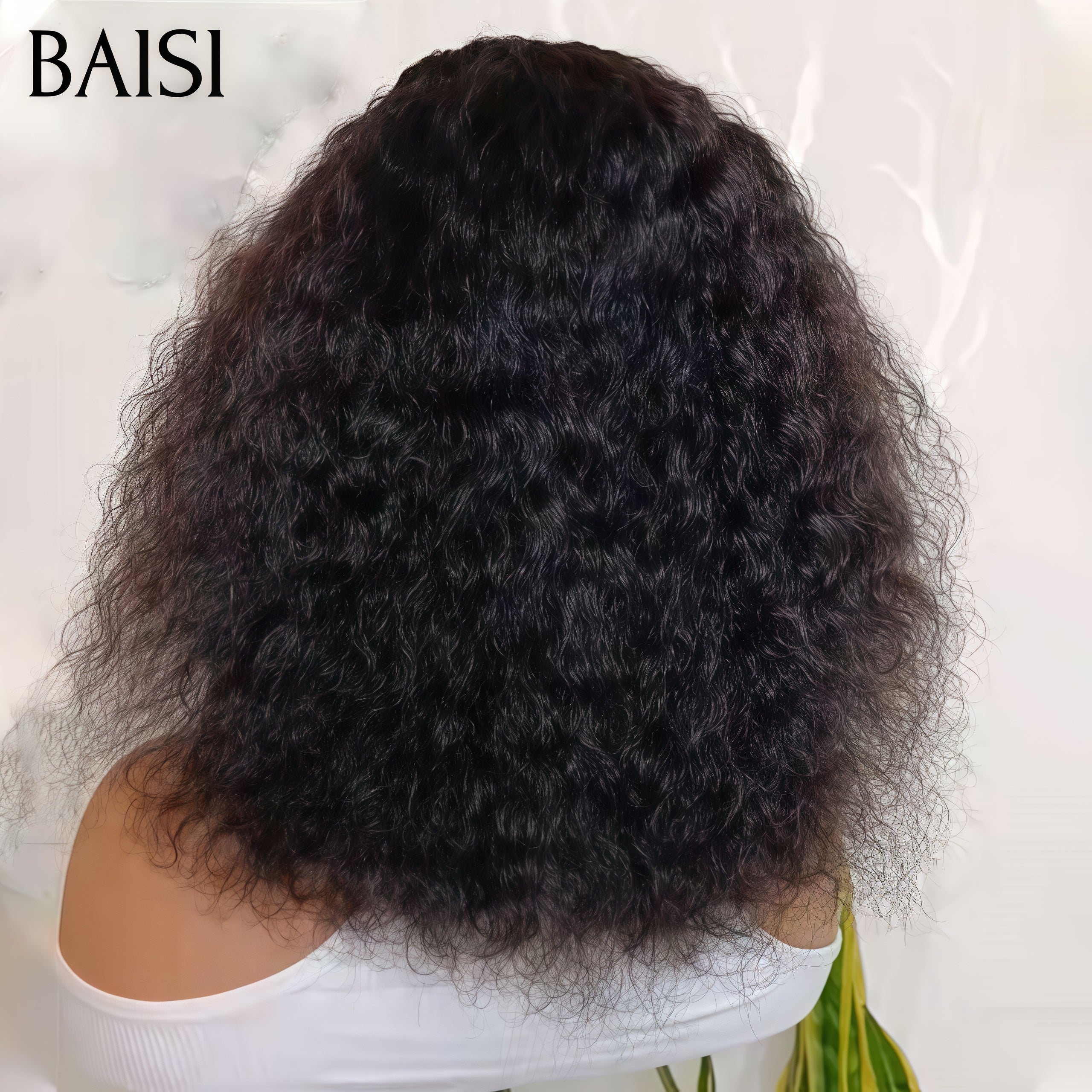 Peluca Bob rizada sin pegamento BAISI 13x4 en negro 8-14 pulgadas encaje frontal fácil de usar 100% cabello humano