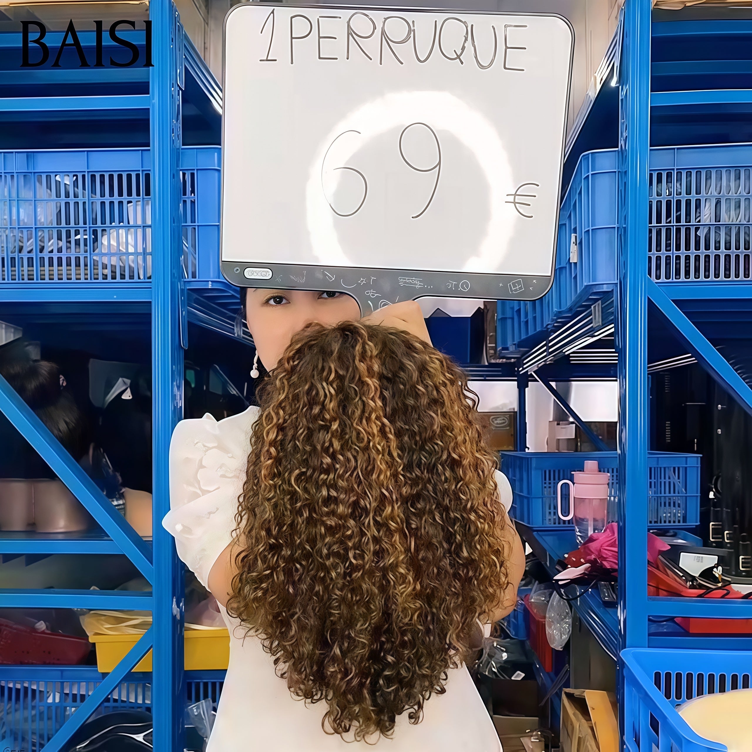 BAISI 13x4 leimlose lockige Bob-Perücke in Schwarz, 8-14 Zoll Spitzenfront, leicht zu tragen, 100 % Echthaar